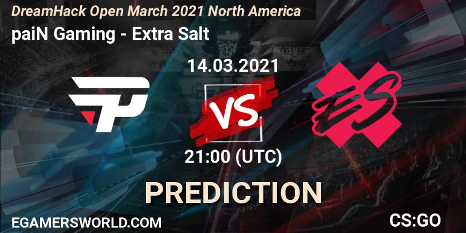 paiN Gaming - Extra Salt: ennuste. 14.03.2021 at 21:00, Counter-Strike (CS2), DreamHack Open March 2021 North America