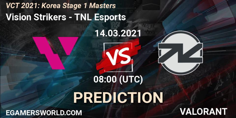Vision Strikers - TNL Esports: ennuste. 14.03.2021 at 08:00, VALORANT, VCT 2021: Korea Stage 1 Masters
