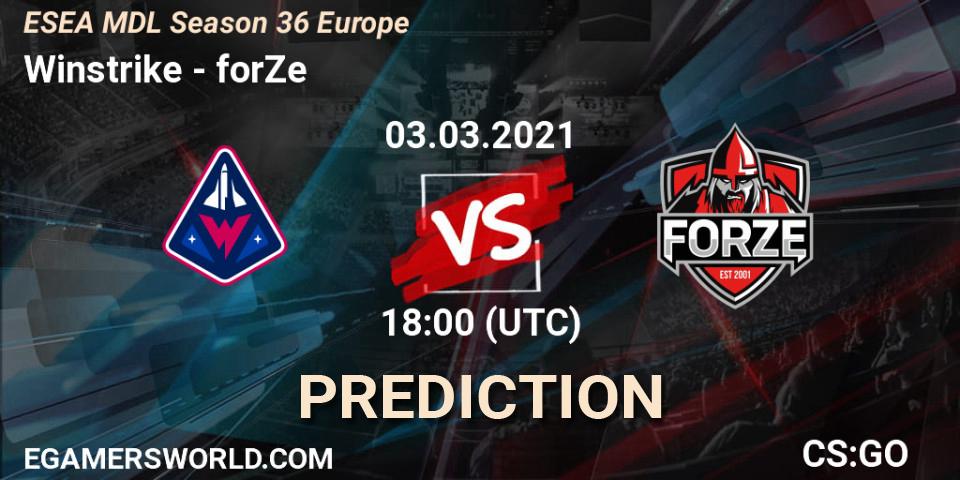 Winstrike - forZe: ennuste. 03.03.21, CS2 (CS:GO), MDL ESEA Season 36: Europe - Premier division