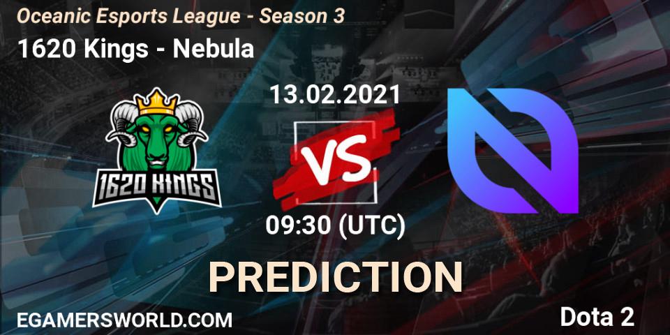 1620 Kings - Nebula: ennuste. 13.02.2021 at 10:52, Dota 2, Oceanic Esports League - Season 3