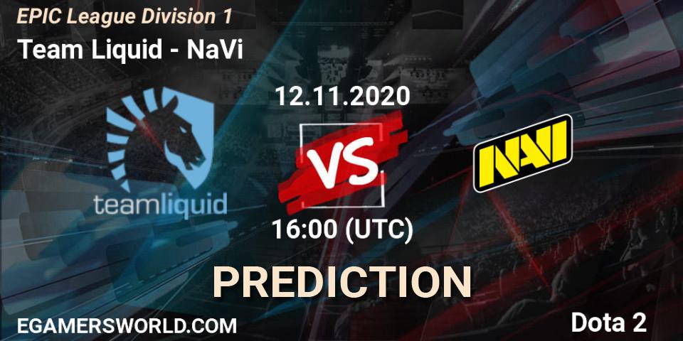 Team Liquid - NaVi: ennuste. 12.11.2020 at 16:00, Dota 2, EPIC League Division 1