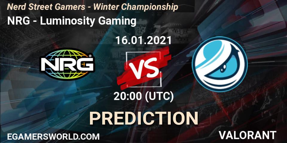 NRG - Luminosity Gaming: ennuste. 16.01.2021 at 22:45, VALORANT, Nerd Street Gamers - Winter Championship
