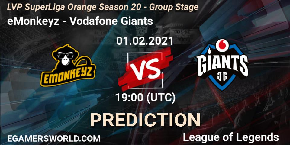 eMonkeyz - Vodafone Giants: ennuste. 01.02.2021 at 19:00, LoL, LVP SuperLiga Orange Season 20 - Group Stage