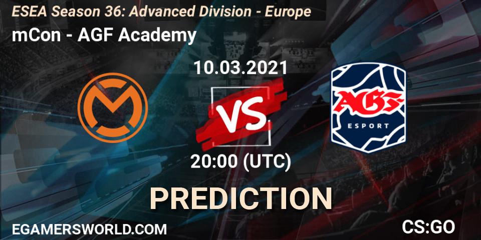 mCon - AGF Academy: ennuste. 10.03.2021 at 20:00, Counter-Strike (CS2), ESEA Season 36: Europe - Advanced Division