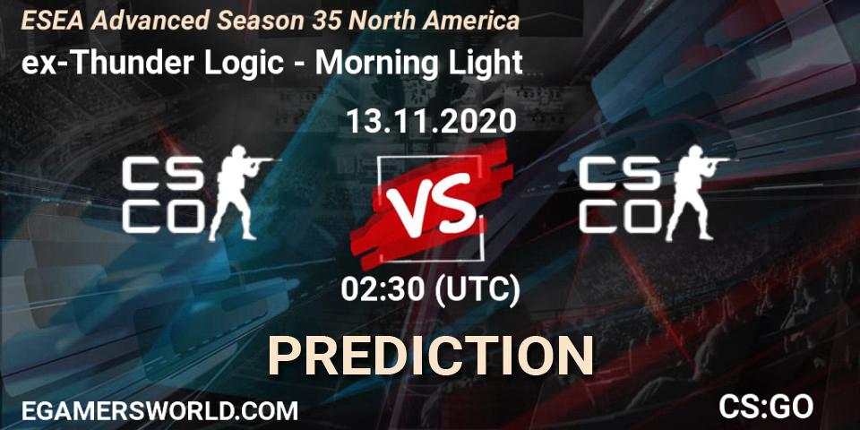 ex-Thunder Logic - Morning Light: ennuste. 13.11.2020 at 02:00, Counter-Strike (CS2), ESEA Advanced Season 35 North America
