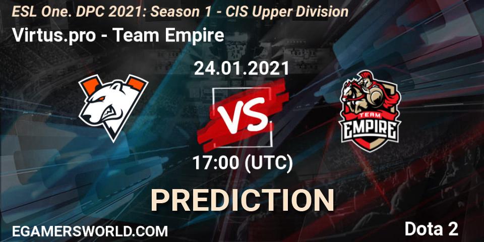 Virtus.pro - Team Empire: ennuste. 24.01.21, Dota 2, ESL One. DPC 2021: Season 1 - CIS Upper Division