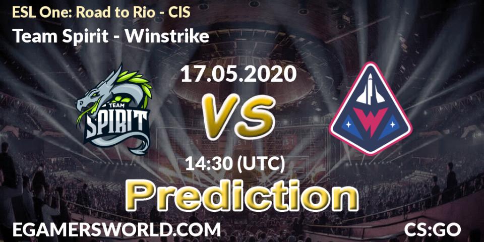 Team Spirit - Winstrike: ennuste. 17.05.2020 at 14:30, Counter-Strike (CS2), ESL One: Road to Rio - CIS