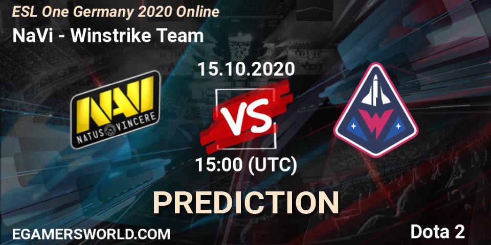 NaVi - Winstrike Team: ennuste. 15.10.2020 at 15:35, Dota 2, ESL One Germany 2020 Online