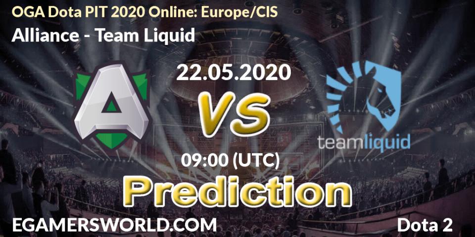 Alliance - Team Liquid: ennuste. 22.05.2020 at 09:06, Dota 2, OGA Dota PIT 2020 Online: Europe/CIS