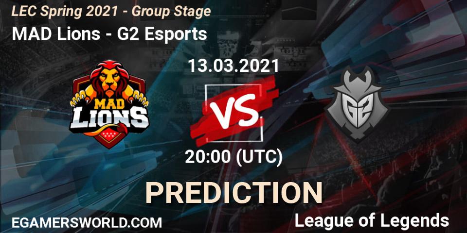 MAD Lions - G2 Esports: ennuste. 13.03.2021 at 20:00, LoL, LEC Spring 2021 - Group Stage
