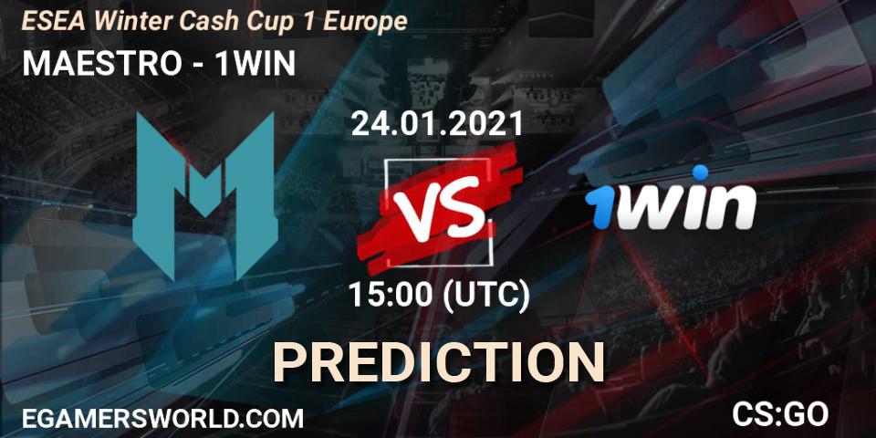 MAESTRO - 1WIN: ennuste. 24.01.2021 at 15:00, Counter-Strike (CS2), ESEA Cash Cup - Europe: Winter 2020 #3