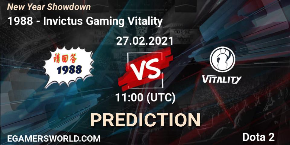 请回答1988 - Invictus Gaming Vitality: ennuste. 27.02.2021 at 11:00, Dota 2, New Year Showdown