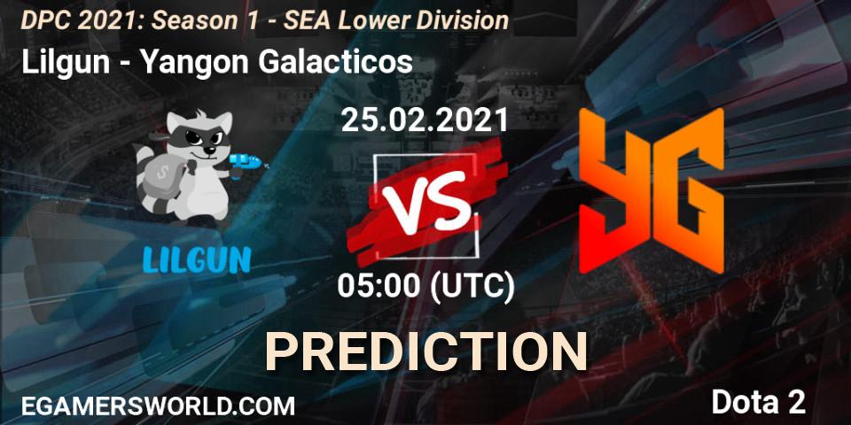 Lilgun - Yangon Galacticos: ennuste. 25.02.2021 at 05:00, Dota 2, DPC 2021: Season 1 - SEA Lower Division