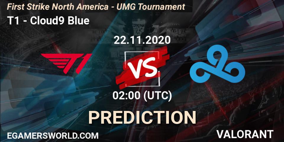 T1 - Cloud9 Blue: ennuste. 21.11.2020 at 17:00, VALORANT, First Strike North America - UMG Tournament