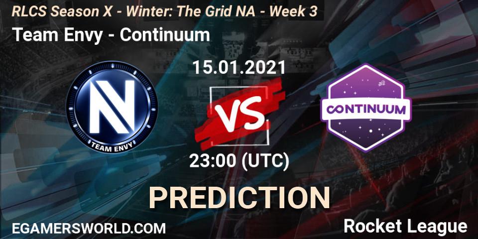 Team Envy - Continuum: ennuste. 15.01.2021 at 23:00, Rocket League, RLCS Season X - Winter: The Grid NA - Week 3