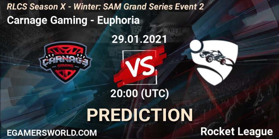 Carnage Gaming - Euphoria: ennuste. 29.01.2021 at 20:00, Rocket League, RLCS Season X - Winter: SAM Grand Series Event 2