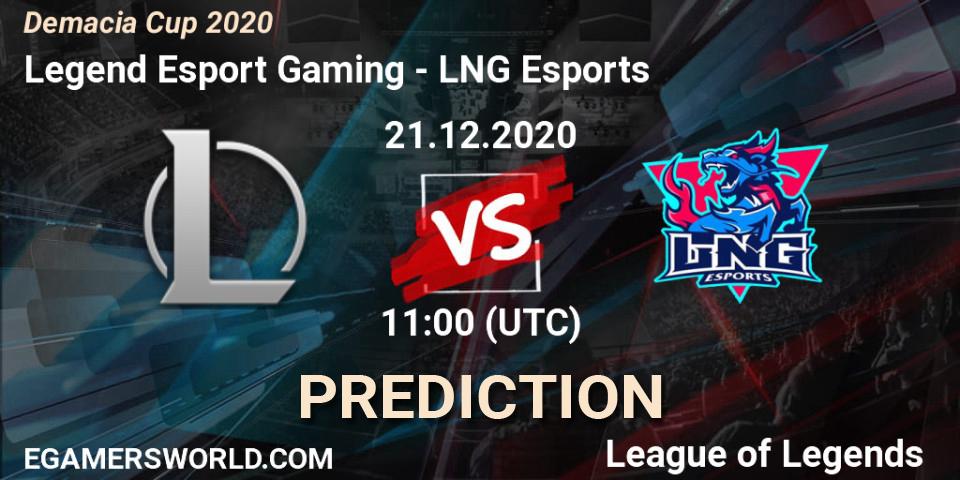 Legend Esport Gaming - LNG Esports: ennuste. 21.12.2020 at 11:00, LoL, Demacia Cup 2020