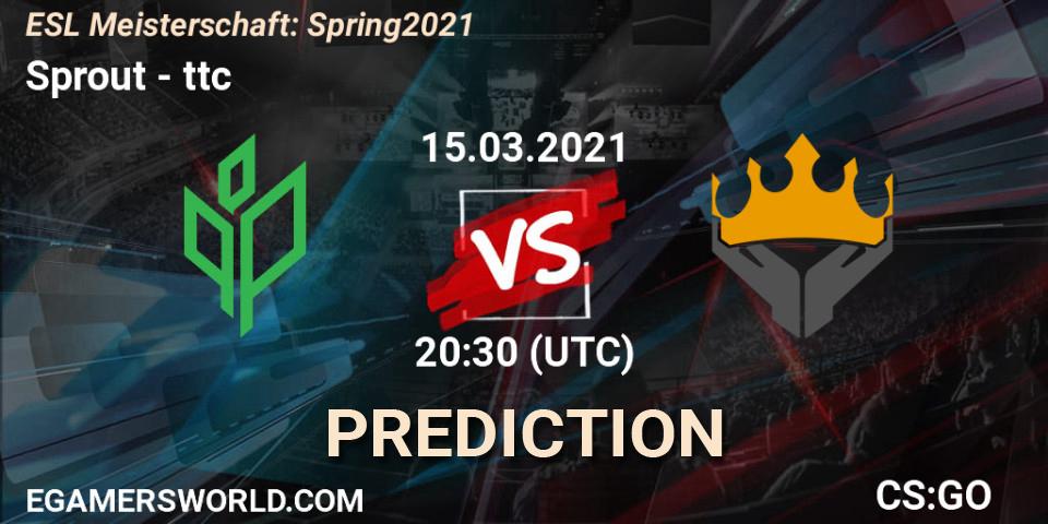 Sprout - ttc: ennuste. 15.03.2021 at 20:30, Counter-Strike (CS2), ESL Meisterschaft: Spring 2021