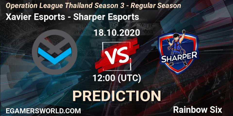 Xavier Esports - Sharper Esports: ennuste. 18.10.2020 at 12:00, Rainbow Six, Operation League Thailand Season 3 - Regular Season