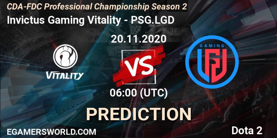 Invictus Gaming Vitality - PSG.LGD: ennuste. 20.11.20, Dota 2, CDA-FDC Professional Championship Season 2