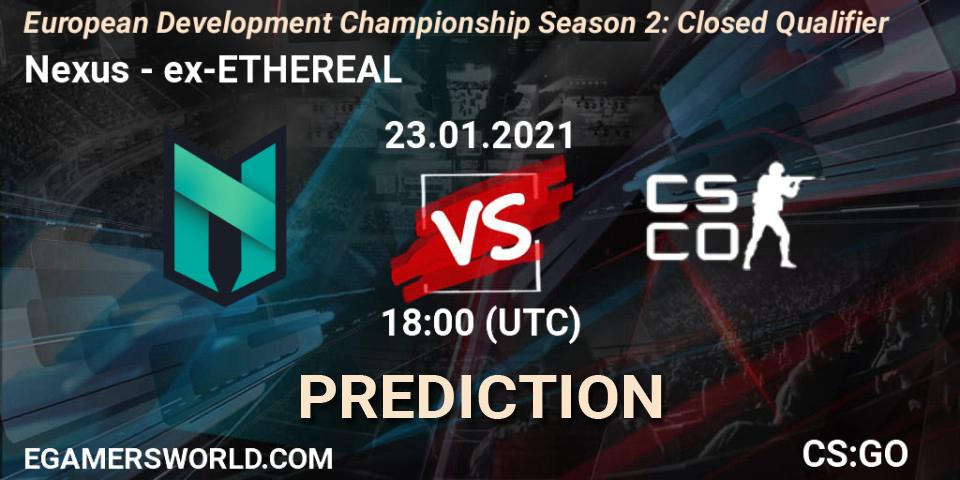 Nexus - ex-ETHEREAL: ennuste. 23.01.2021 at 20:00, Counter-Strike (CS2), European Development Championship Season 2: Closed Qualifier