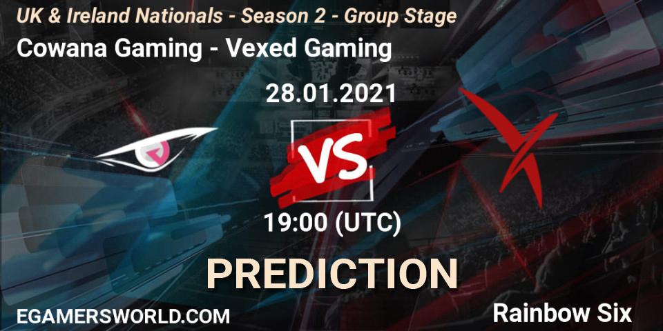 Cowana Gaming - Vexed Gaming: ennuste. 28.01.2021 at 19:00, Rainbow Six, UK & Ireland Nationals - Season 2 - Group Stage