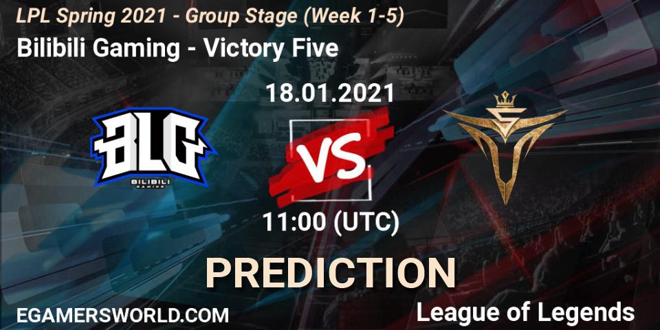 Bilibili Gaming - Victory Five: ennuste. 18.01.2021 at 11:18, LoL, LPL Spring 2021 - Group Stage (Week 1-5)