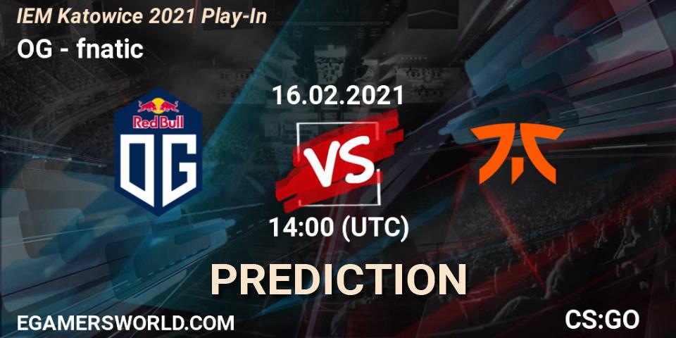 OG - fnatic: ennuste. 16.02.2021 at 14:00, Counter-Strike (CS2), IEM Katowice 2021 Play-In