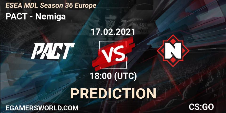 PACT - Nemiga: ennuste. 15.03.2021 at 18:00, Counter-Strike (CS2), MDL ESEA Season 36: Europe - Premier division