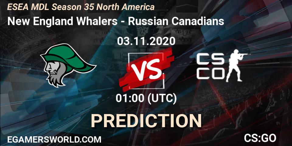 New England Whalers - Russian Canadians: ennuste. 03.11.2020 at 01:00, Counter-Strike (CS2), ESEA MDL Season 35 North America