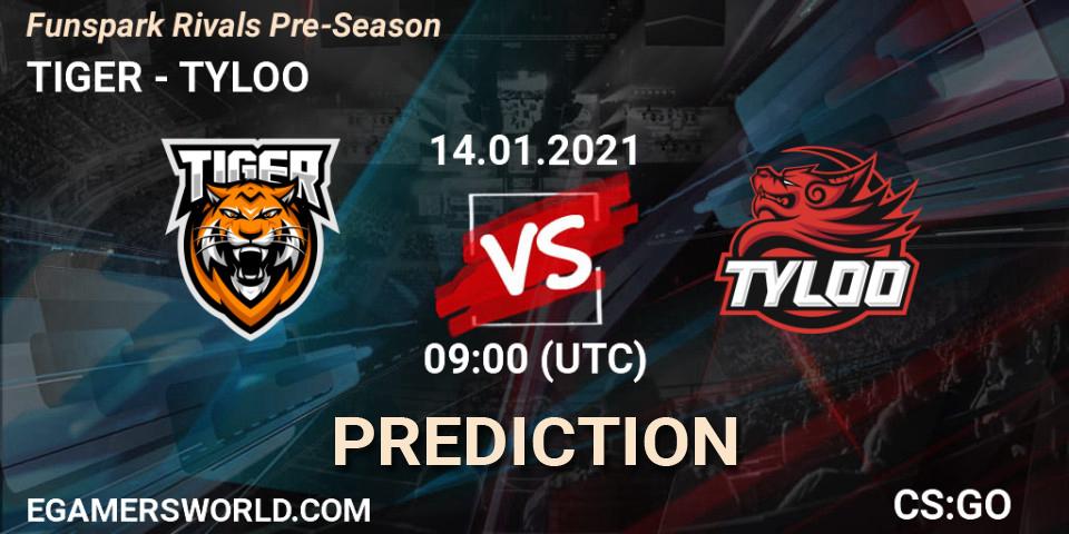 TIGER - TYLOO: ennuste. 14.01.2021 at 09:00, Counter-Strike (CS2), Funspark Rivals Pre-Season