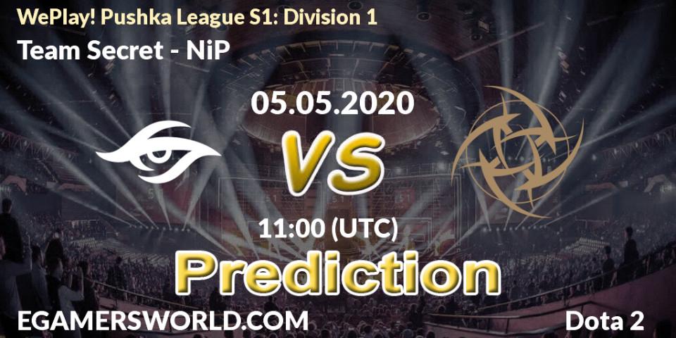 Team Secret - NiP: ennuste. 05.05.2020 at 11:01, Dota 2, WePlay! Pushka League S1: Division 1