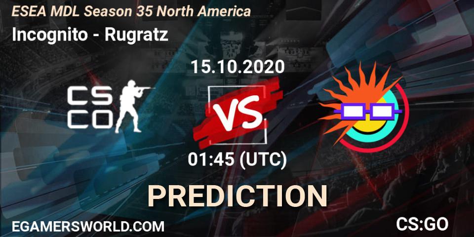 Incognito - Rugratz: ennuste. 21.10.2020 at 23:15, Counter-Strike (CS2), ESEA MDL Season 35 North America