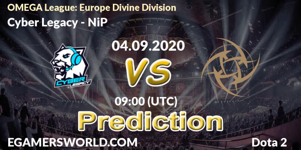Cyber Legacy - NiP: ennuste. 04.09.2020 at 09:02, Dota 2, OMEGA League: Europe Divine Division