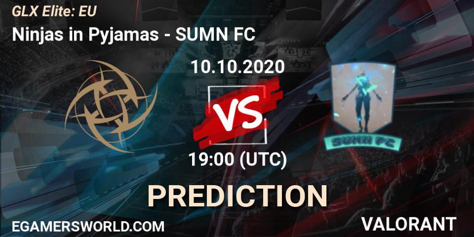 Ninjas in Pyjamas - SUMN FC: ennuste. 10.10.2020 at 20:30, VALORANT, GLX Elite: EU