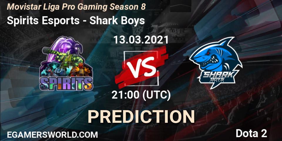 Spirits Esports - Shark Boys: ennuste. 13.03.2021 at 21:02, Dota 2, Movistar Liga Pro Gaming Season 8