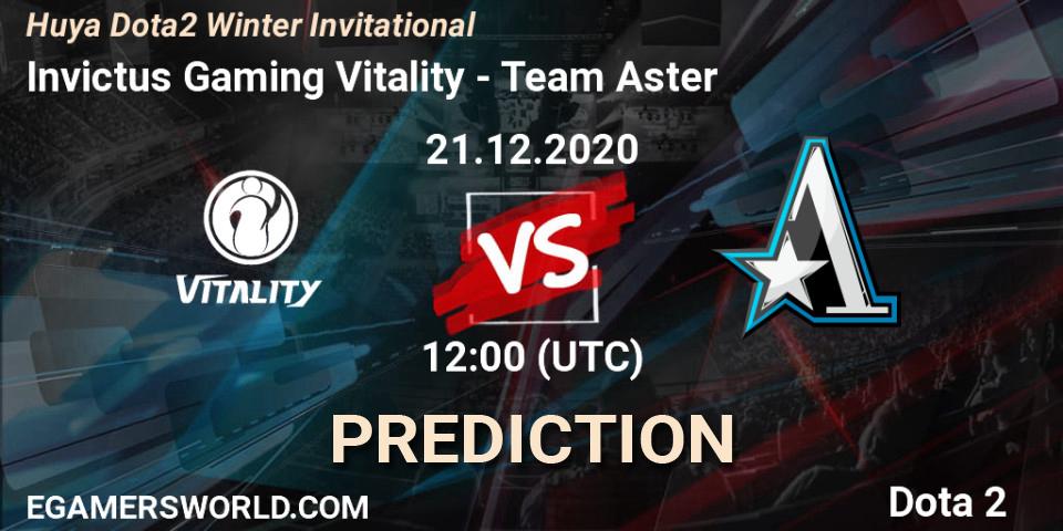 Invictus Gaming Vitality - Team Aster: ennuste. 21.12.2020 at 11:45, Dota 2, Huya Dota2 Winter Invitational