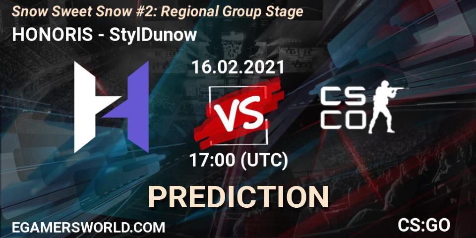 HONORIS - StylDunow: ennuste. 16.02.2021 at 17:00, Counter-Strike (CS2), Snow Sweet Snow #2: Regional Group Stage