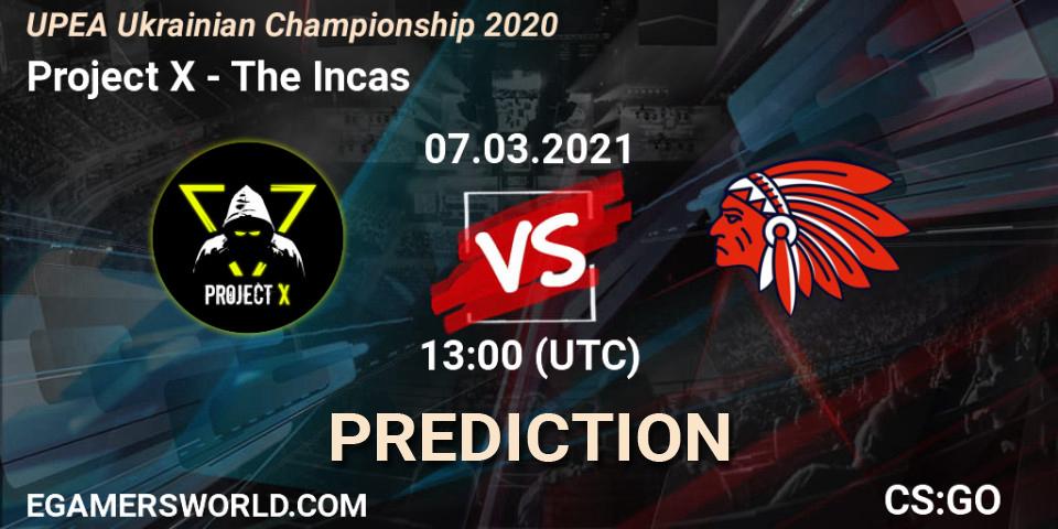 Project X - The Incas: ennuste. 07.03.2021 at 13:45, Counter-Strike (CS2), UPEA Ukrainian Championship 2020