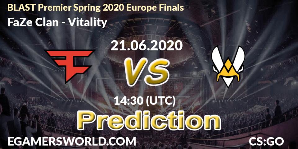 FaZe Clan - Vitality: ennuste. 21.06.2020 at 14:30, Counter-Strike (CS2), BLAST Premier Spring 2020 Europe Finals