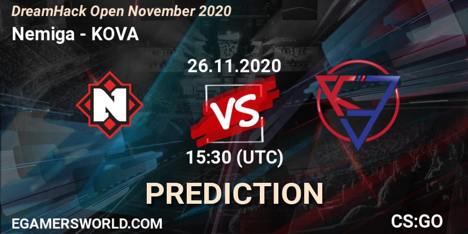 Nemiga - KOVA: ennuste. 26.11.2020 at 15:10, Counter-Strike (CS2), DreamHack Open November 2020