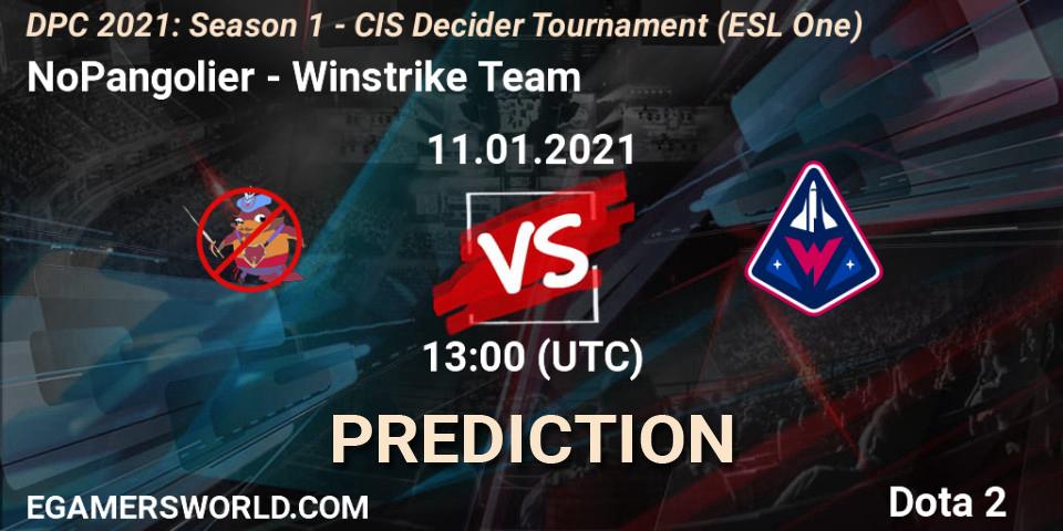 NoPangolier - Winstrike Team: ennuste. 11.01.2021 at 13:00, Dota 2, DPC 2021: Season 1 - CIS Decider Tournament (ESL One)