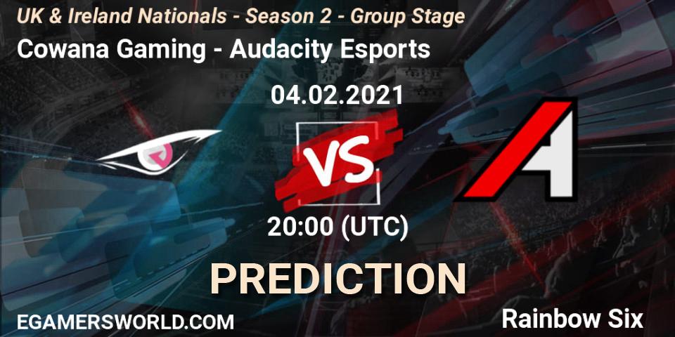 Cowana Gaming - Audacity Esports: ennuste. 04.02.2021 at 20:00, Rainbow Six, UK & Ireland Nationals - Season 2 - Group Stage