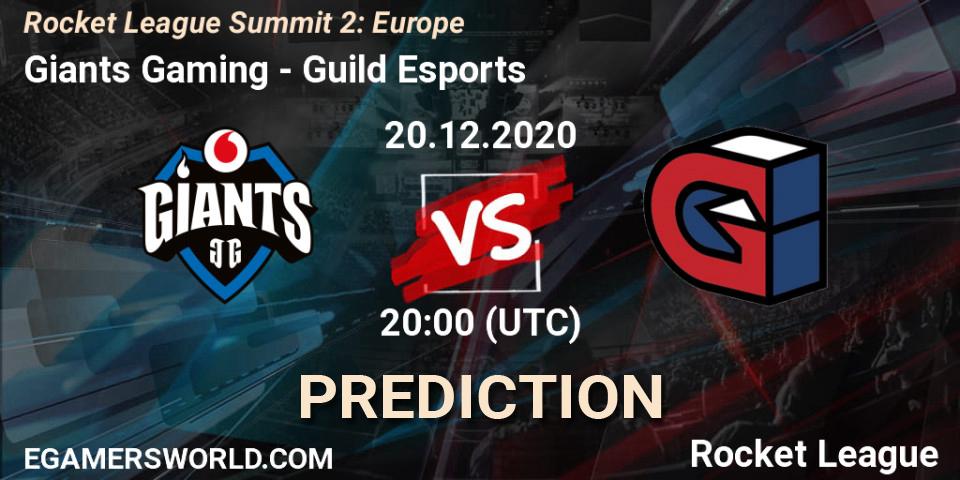 Giants Gaming - Guild Esports: ennuste. 20.12.2020 at 20:00, Rocket League, Rocket League Summit 2: Europe