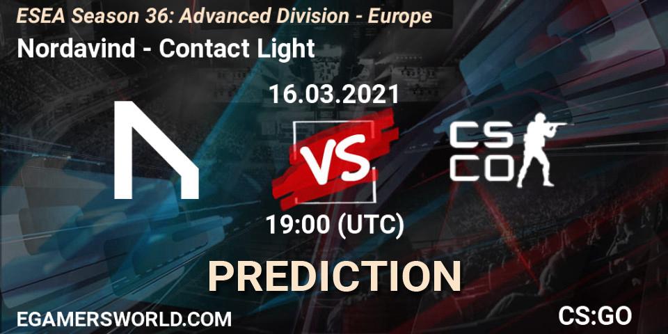 Nordavind - Contact Light: ennuste. 16.03.2021 at 19:00, Counter-Strike (CS2), ESEA Season 36: Europe - Advanced Division