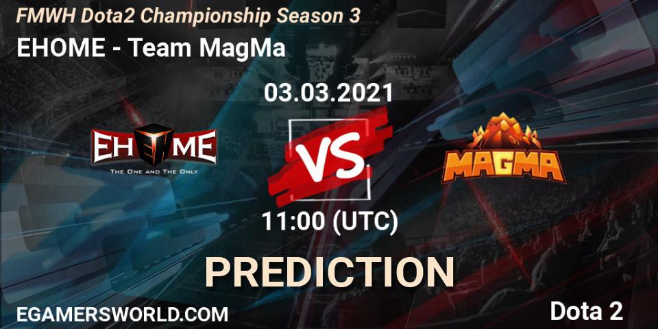 EHOME - Team MagMa: ennuste. 02.03.2021 at 11:39, Dota 2, FMWH Dota2 Championship Season 3