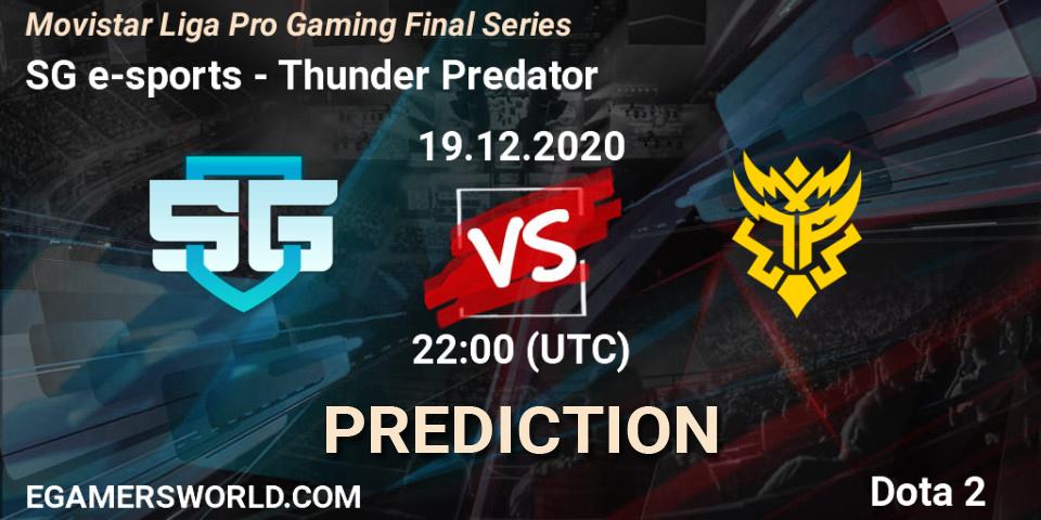 SG e-sports - Thunder Predator: ennuste. 19.12.2020 at 23:19, Dota 2, Movistar Liga Pro Gaming Final Series