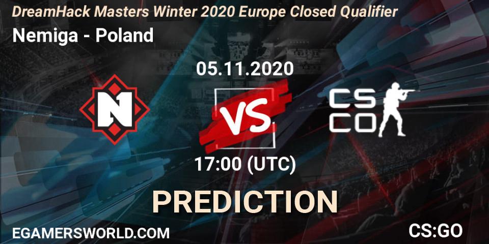 Nemiga - Poland: ennuste. 05.11.2020 at 17:00, Counter-Strike (CS2), DreamHack Masters Winter 2020 Europe Closed Qualifier