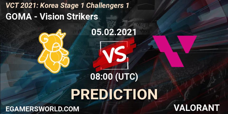 GOMA - Vision Strikers: ennuste. 05.02.2021 at 12:00, VALORANT, VCT 2021: Korea Stage 1 Challengers 1