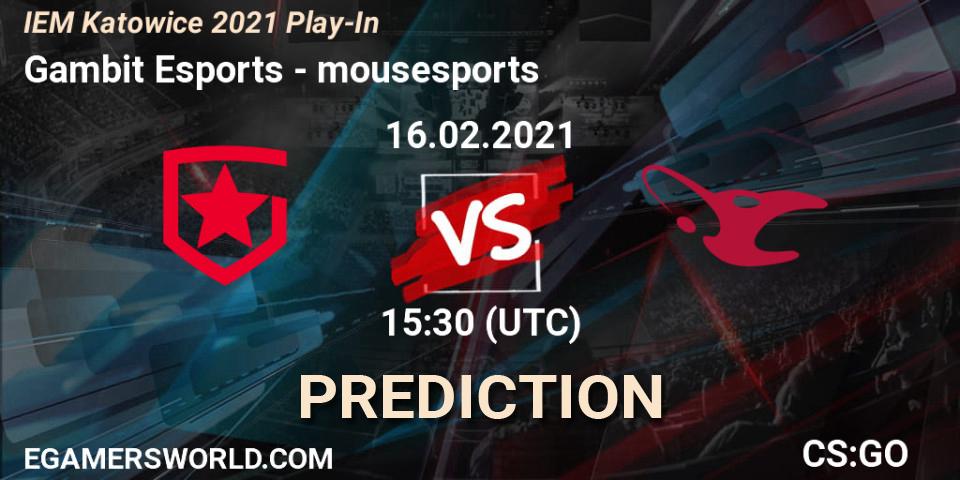 Gambit Esports - mousesports: ennuste. 16.02.21, CS2 (CS:GO), IEM Katowice 2021 Play-In